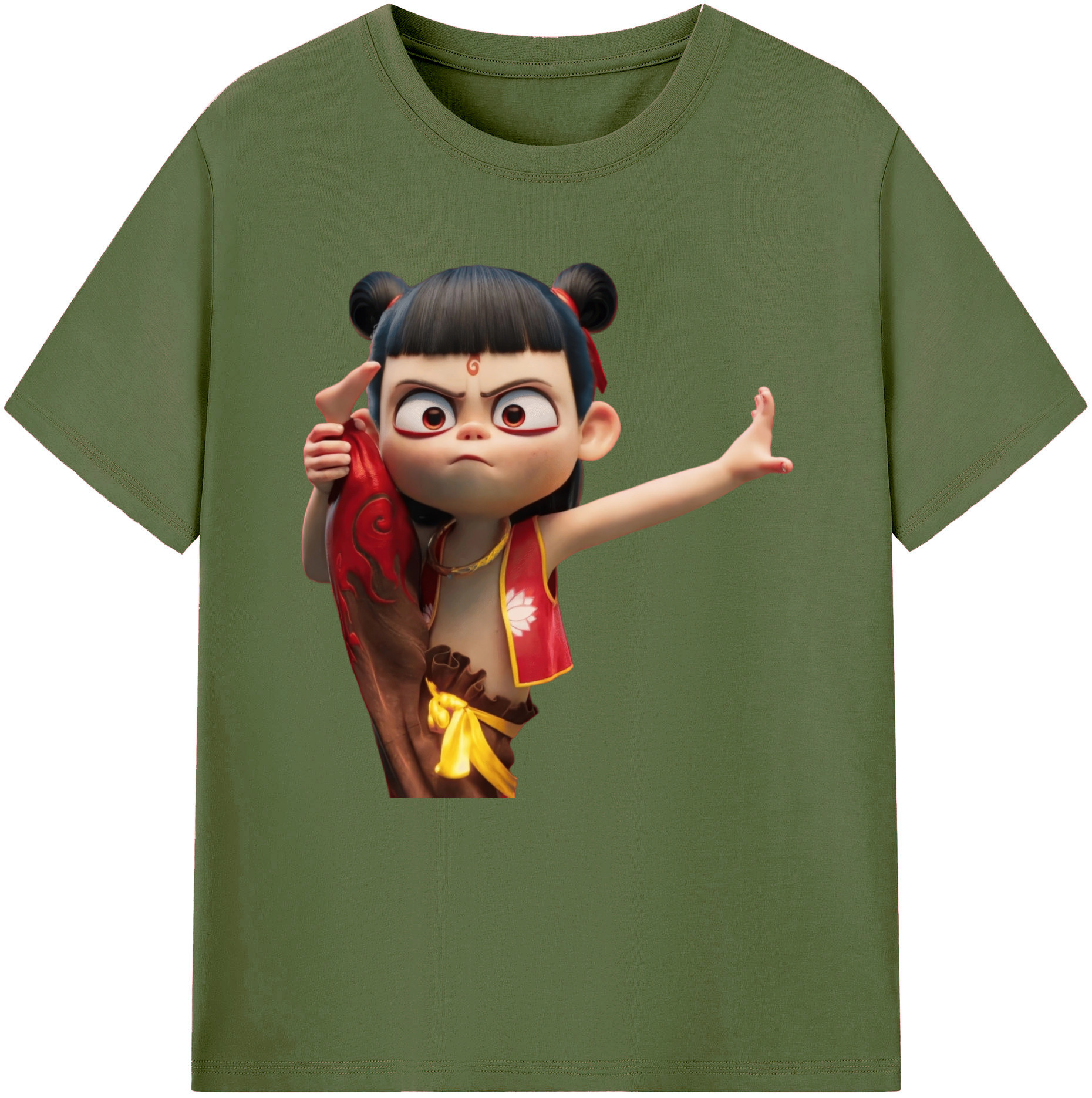 （画像用） Ne Zha 2 ナタ 魔童の大暴れ 綿100％半袖Tシャツ（フロントプリント）